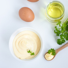 Freshly made homemade mayonnaise on a family recipe.