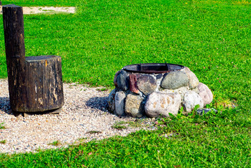 stone bonfire in the park