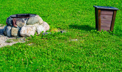 stone bonfire in the park