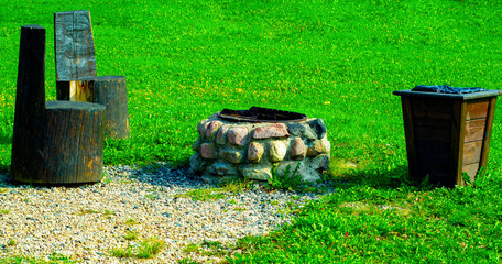 stone bonfire in the park