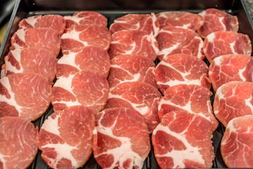 Pork slide barbecue food grill style or Pork for shabu Japan style.