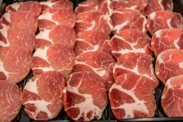 Pork slide barbecue food grill style or Pork for shabu Japan style.