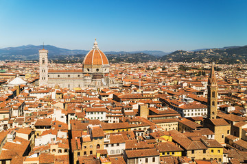 Fototapeta na wymiar Aerial view at Florence and Duomo Santa Maria