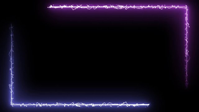 Ultraviolet frame glow lines. Graphic broadcasting laser show