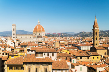 Aerial view at Florence and Duomo Santa Maria