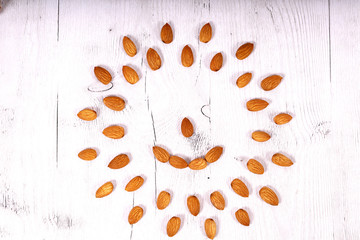 Almond. Almond nuts, close-up isolated on a white background