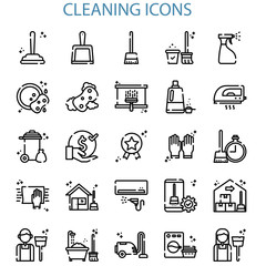 Cleaning With Outline Black And White Iconset