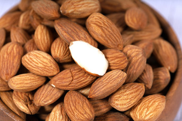 Almond. Almond nuts, close-up isolated on a white background