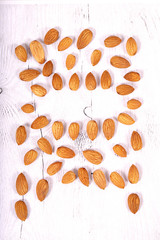 Almond. Almond nuts, close-up isolated on a white background