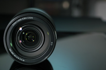 Fototapeta na wymiar DSLR camera lens