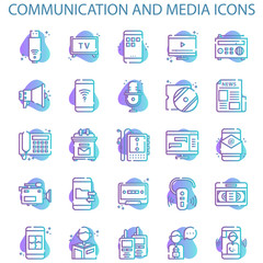 Communcation And Media With Gradient Iconset