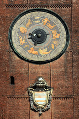 clock of the bell tower of the cathedral of cremona in italy