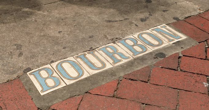 Bourbon street sidewalk sign in New Orleans Louisiana USA