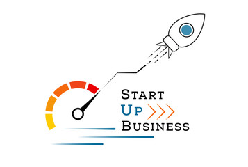 Startup business growth concept. Successful strategy. Rocket launch. Fast project start up and development. Creative idea. Innovation technology. Modern vector illustration for banner or marketing