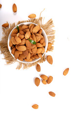 Almond. Almond nuts, close-up isolated on a white background