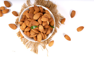 Almond. Almond nuts, close-up isolated on a white background