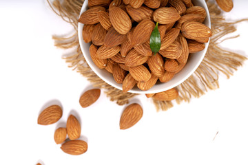 Almond. Almond nuts, close-up isolated on a white background
