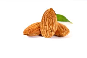 Almond. Almond nuts, close-up isolated on a white background