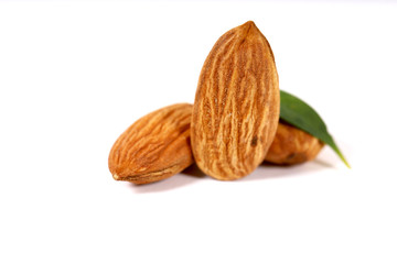 Almond. Almond nuts, close-up isolated on a white background