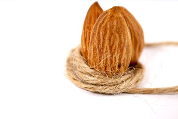 Almond. Almond nuts, close-up isolated on a white background