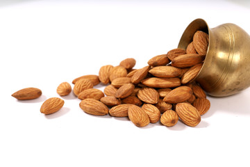 Almond. Almond nuts, close-up isolated on a white background