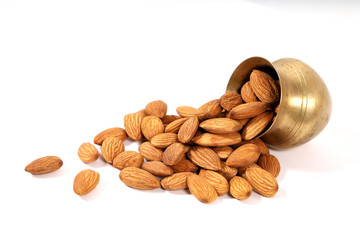 Almond. Almond nuts, close-up isolated on a white background