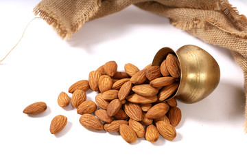 Almond. Almond nuts, close-up isolated on a white background