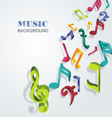 Abstract background with colorful music notes, vector illustration.