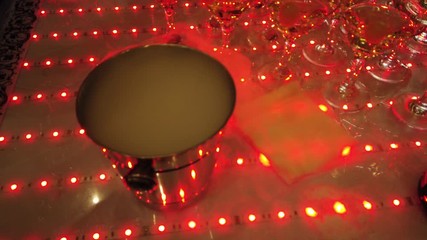 Cold smoke for champagne. Bucket for champagne. Bucket of smoke. Alcohol attribute. Champagne at the party. Festive alcohol. Corporate booze. Holiday. Fun is in the company. Service. Nitrogen. - Powered by Adobe