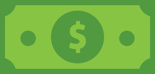 Dollar bill icon vector illustration, cash money symbol.