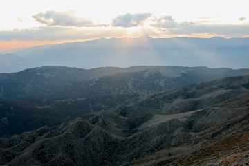 Panoramic view of the mountains Tahtali, Kemer, Turkey