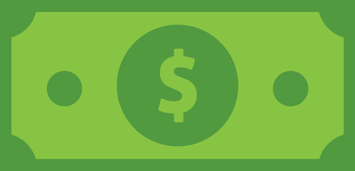 Dollar bill icon vector illustration, cash money symbol. - obrazy, fototapety, plakaty