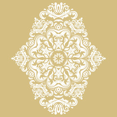 Oriental vector pattern with arabesques and floral elements. Traditional classic white ornament. Vintage pattern with arabesques