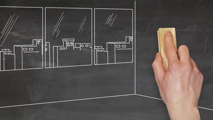 bureau homme d'affaire tableau noir