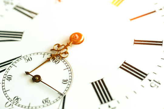 Retro style clock counting.Concept of time, history, science, memory, information. Retro style. Vintage background.