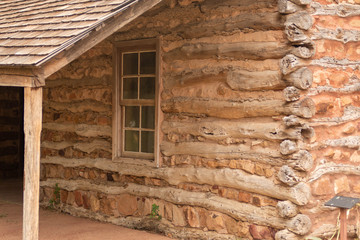 Side view of a vintage log house