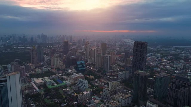4k Aerial city view of Bangkok downtown, Flying over Bangkok, Thailand.