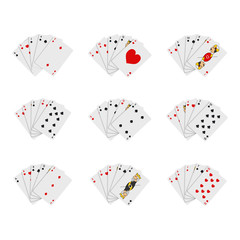 Poker Playing Cards Full Deck Icon Set. Vector