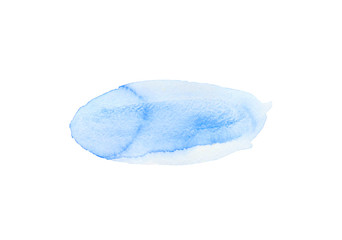 Watercolor brightly blue blot as splash in water and on ice