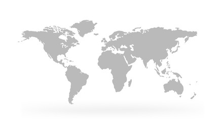 Fototapeta na wymiar World Map Isolated on white background - stock vector.