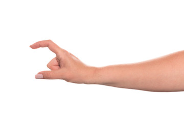Hand of a young woman with beautiful manicure isolated on white background
