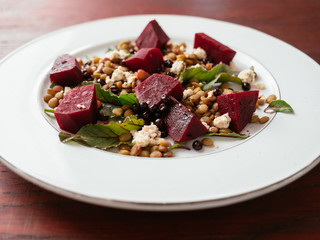 Lentil, Beet Salad with Vegan Feta