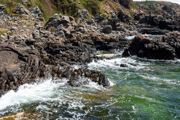 Scenics view of sea and rocks