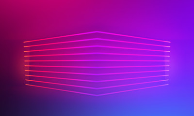 Ultraviolet abstract light. Light tunnel and laser lines. Violet and pink gradient. Modern background, neon light. Empty stage, spotlights, neon. Abstract light.