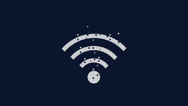 Animation of wi-fi signal. Wi-fi signal consisting of particles, video with alpha channel enabled. Cartoon