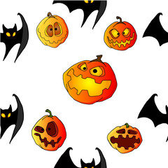 Halloween pumpkin set seamless pattern