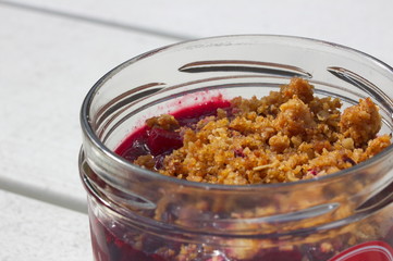 Close up of a fruit crumble