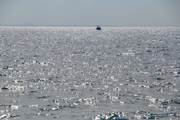 boat and blue sky with sea