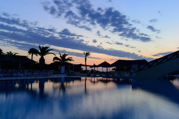 Fototapeta premium Dawn by the pool, Mahdia, Tunisia