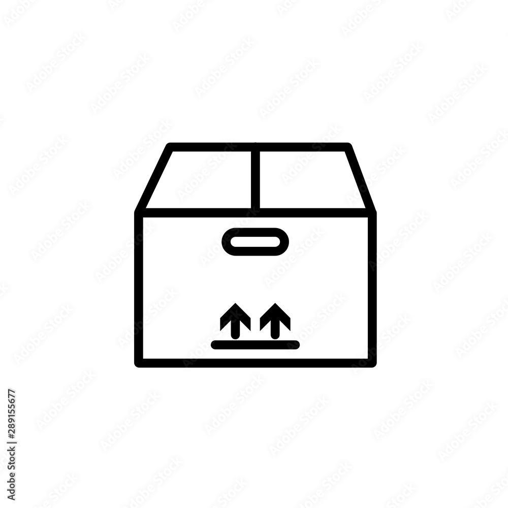 Poster box with arrow up inward, incoming loading icon thin line for web and mobile, modern minimalistic fl